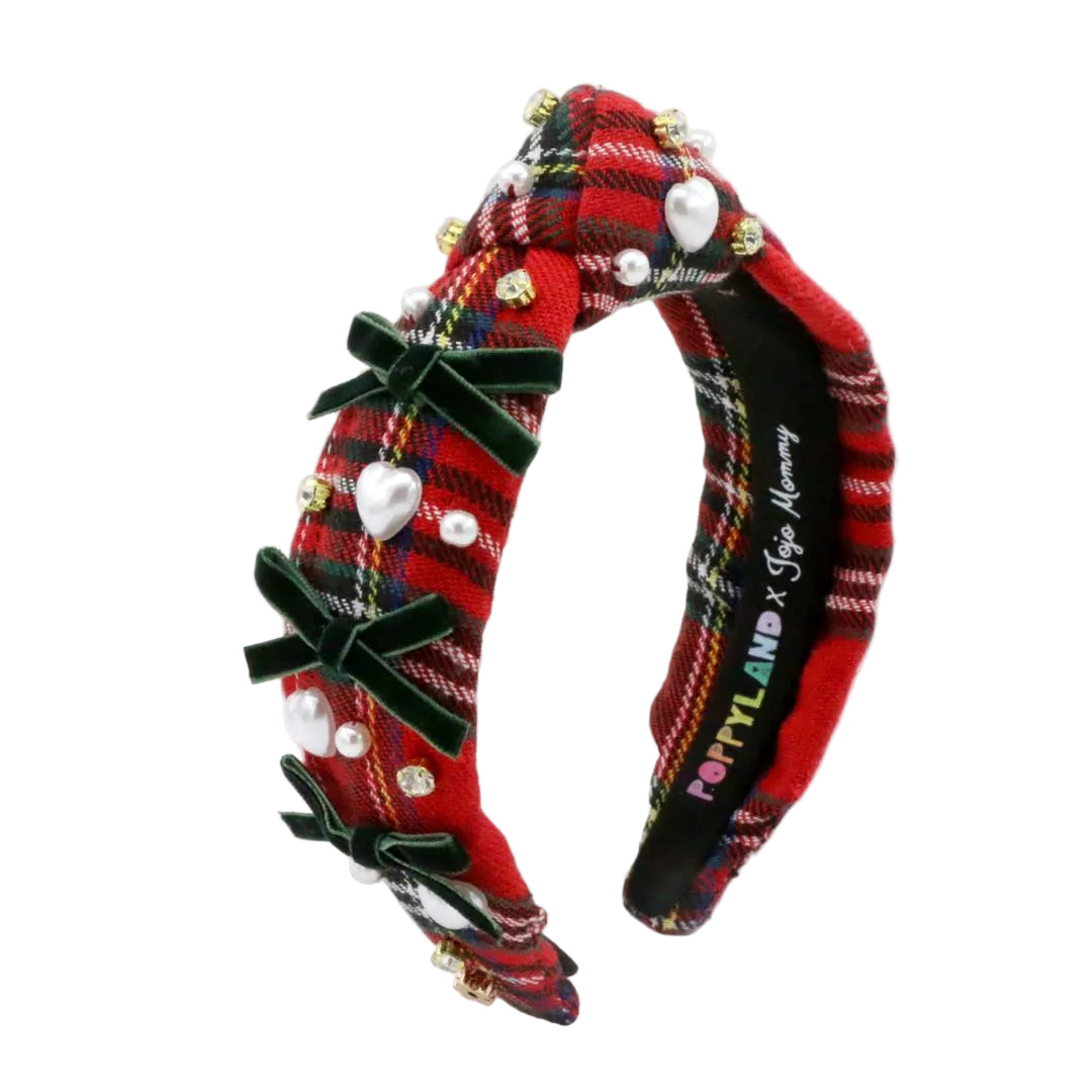 Poppyland Custom Red Plaid Knot Headband