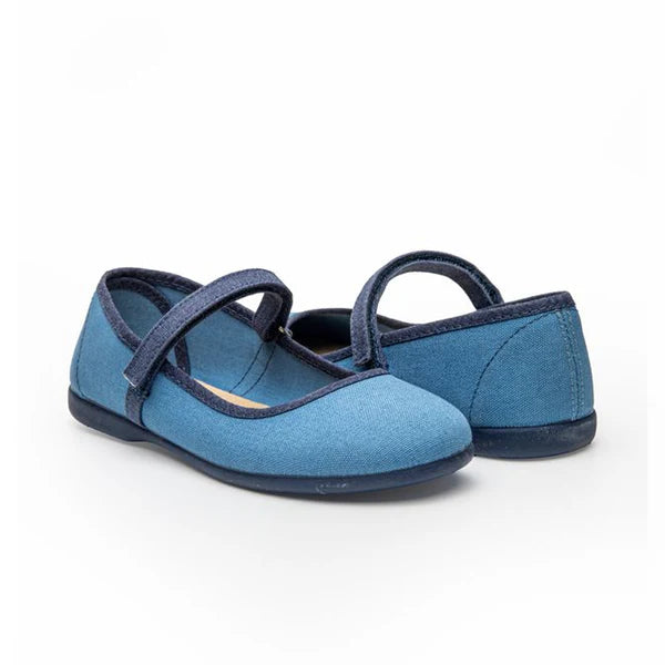 Evelyn Blue Canvas Mary Janes
