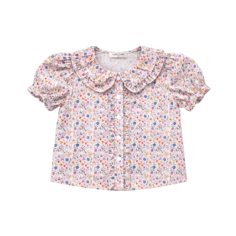 Floral Ruffle Button Down Blouse