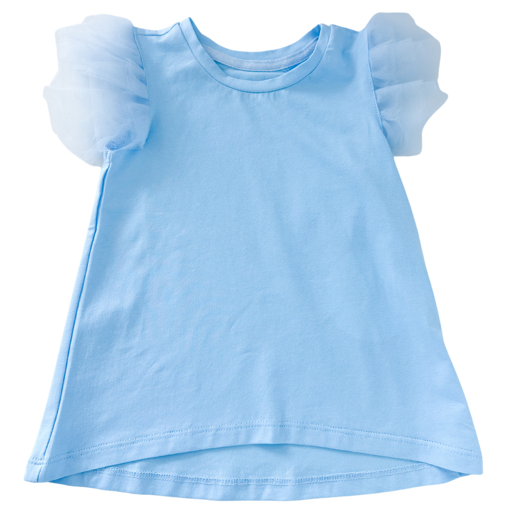 Azarhia Kids Tulle Ruffle Shirt - Blue