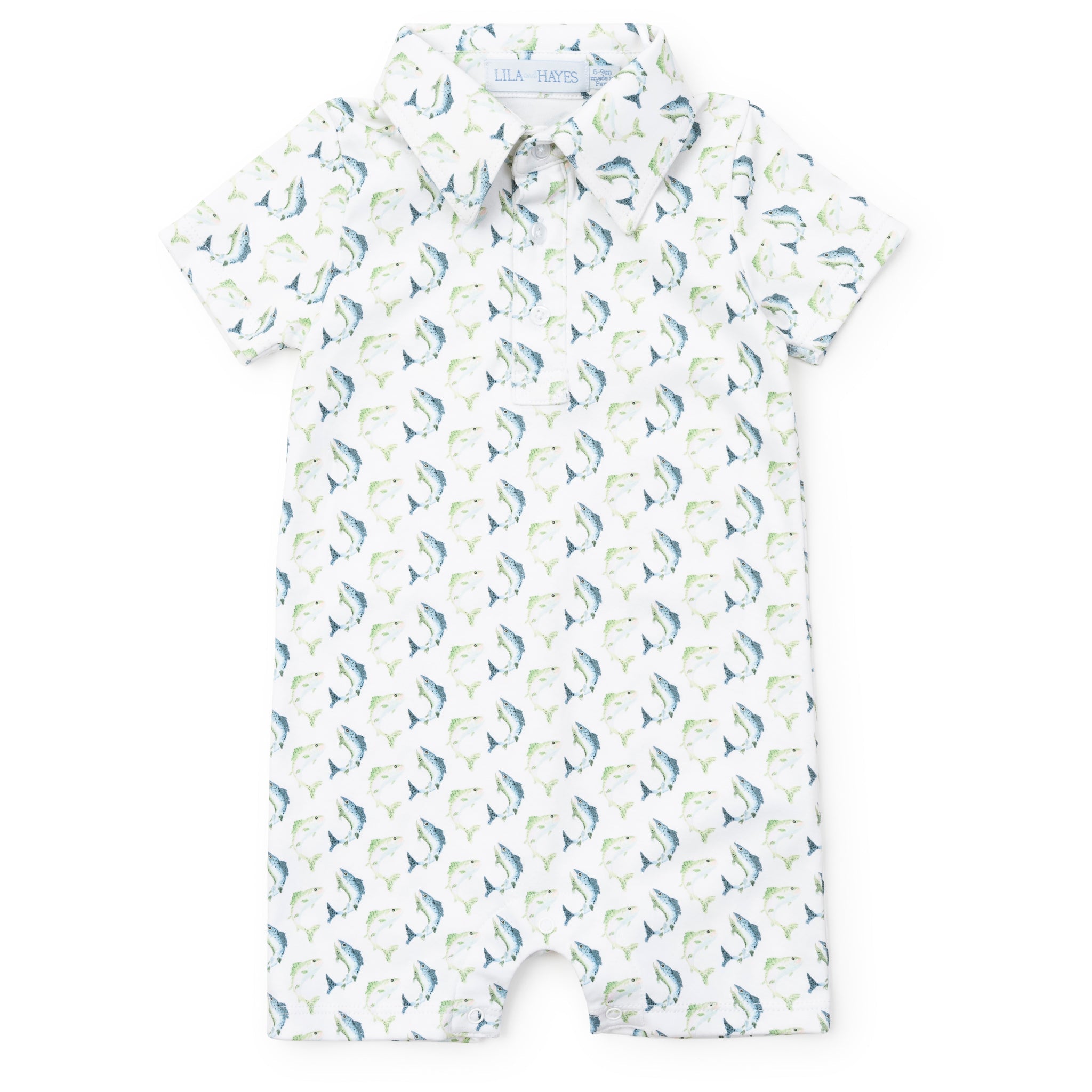 Lila and Hayes Tripp Boys' Polo Shortall - Jumping Trout