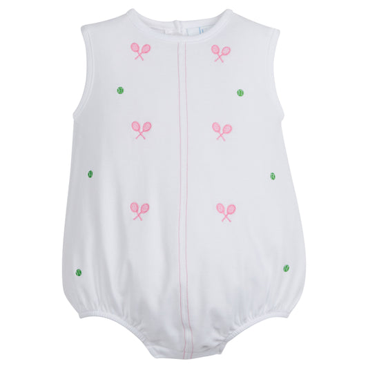 Little English Embroidered Bubble- Pink Tennis