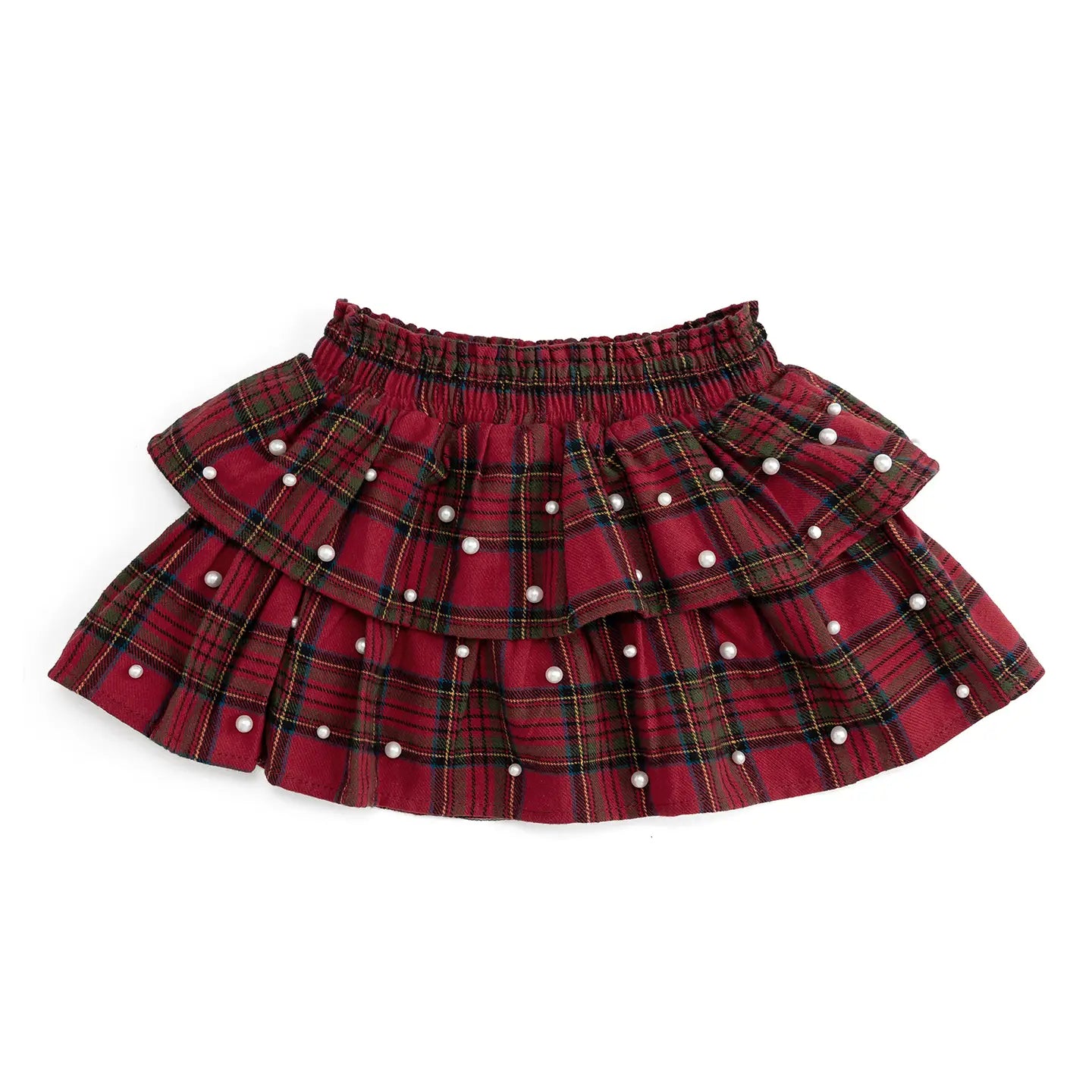 Sweet Wink Christmas Tartan Pearl Skirt