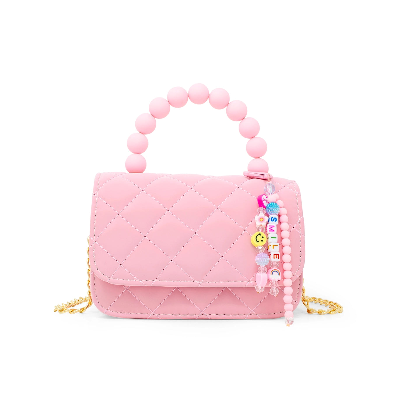 Zomi Gems Pearl Handle Message Charm Handbag- Pink