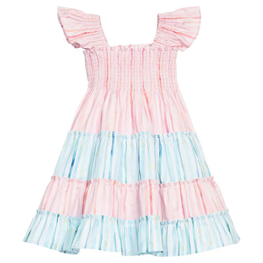 BISBY Twirl Dress- Watercolor Multi Stripe