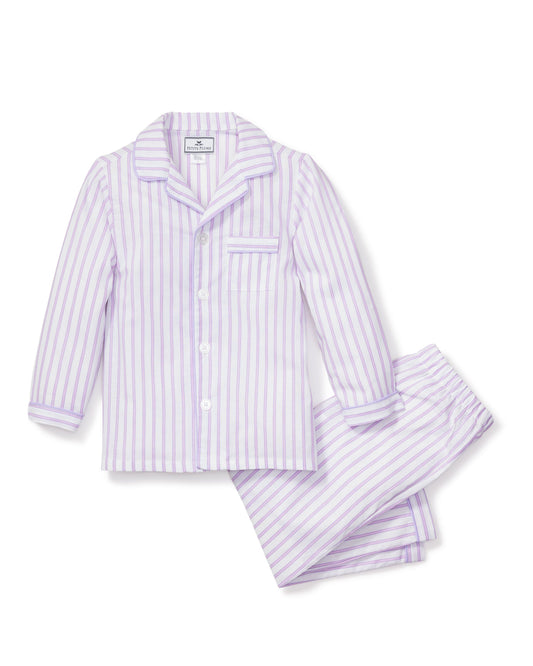 Petite Plume Lavender French Ticking Pajama Set