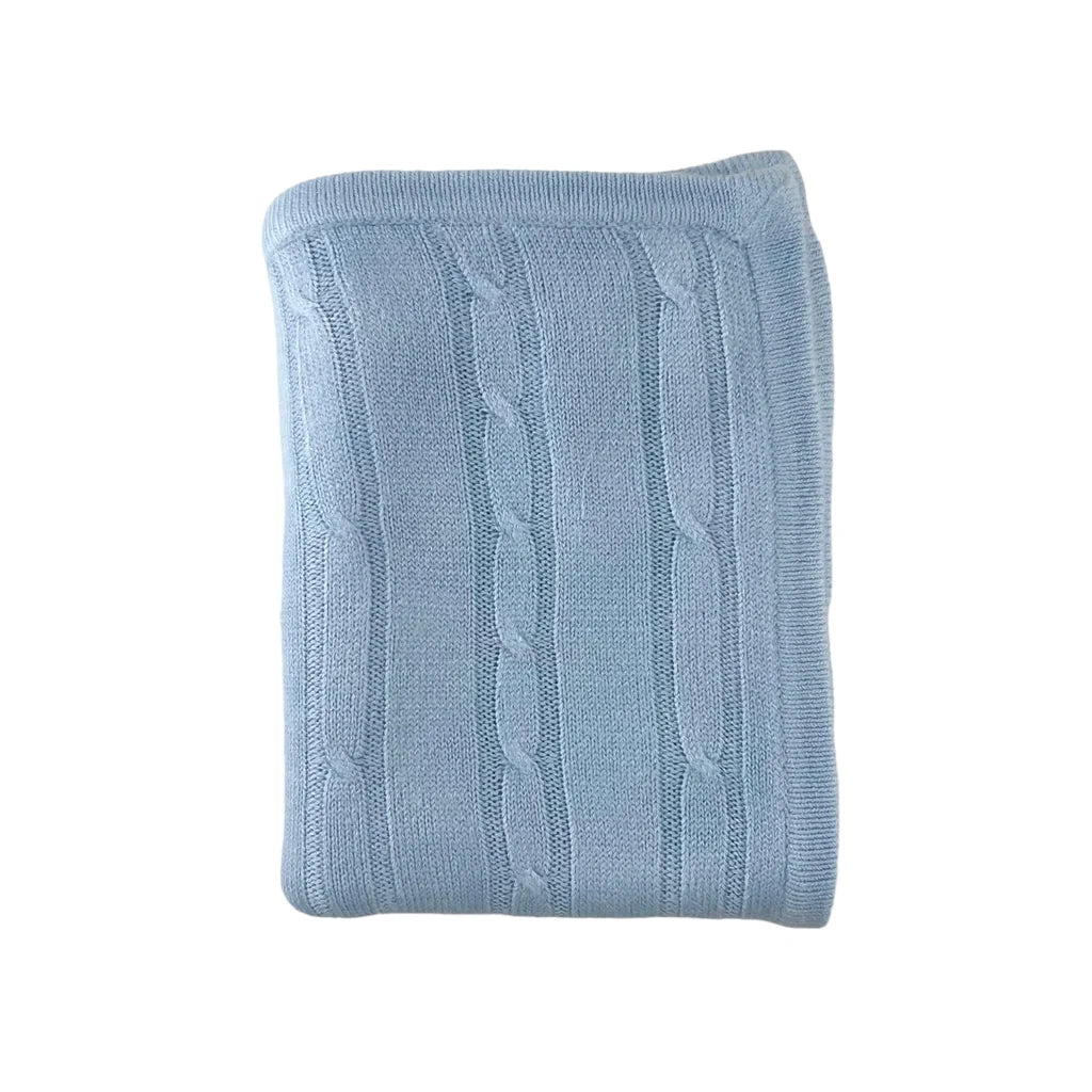 A Soft Idea Cashmere-Like Cable Knit Blanket- Blue
