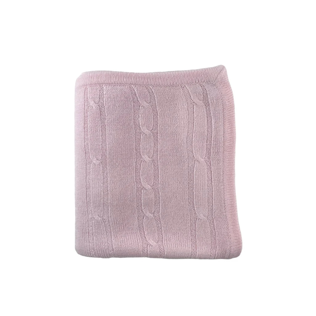 A Soft Idea Cashmere-Like Cable Knit Blanket- Pink