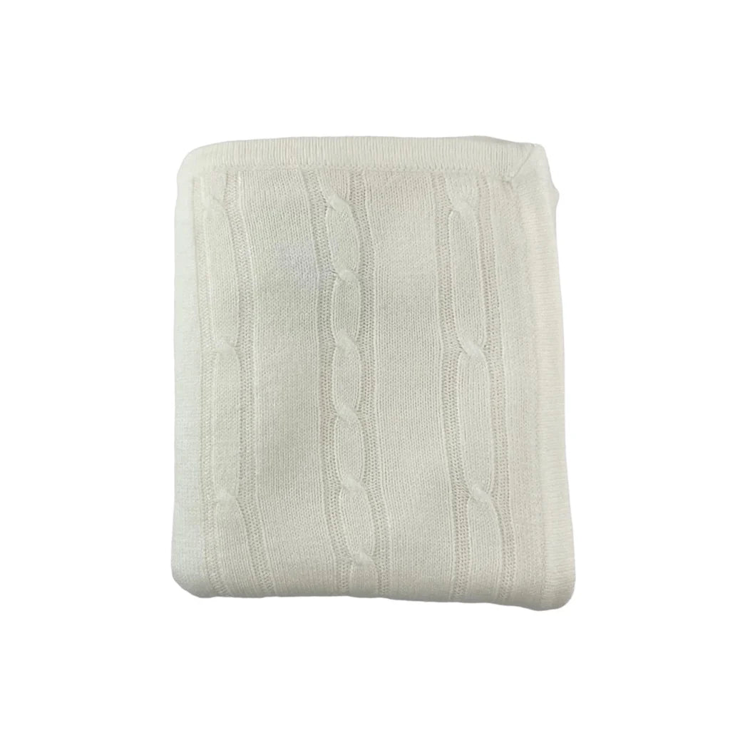 A Soft Idea Cashmere-Like Cable Knit Blanket- Ivory