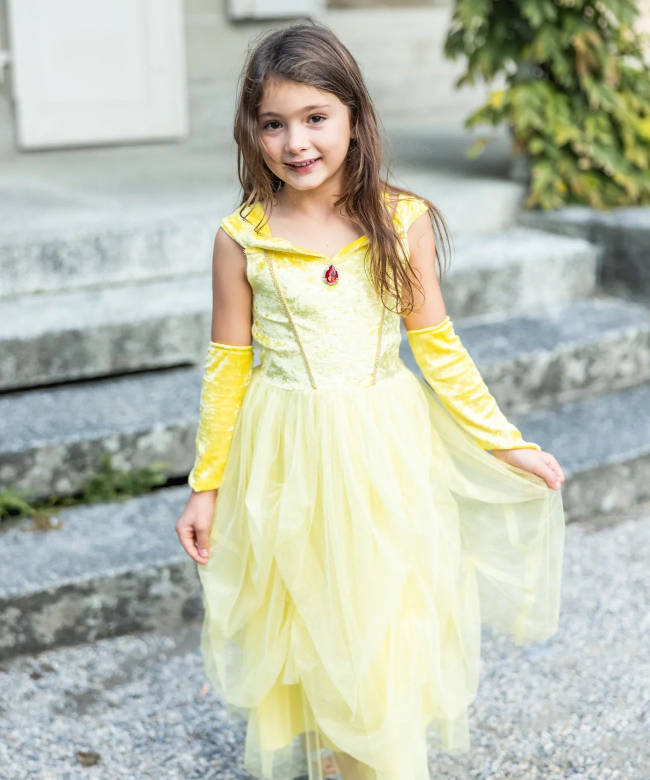 Great Pretenders Velvety Soft Yellow Princess Gown with Arm Warmers