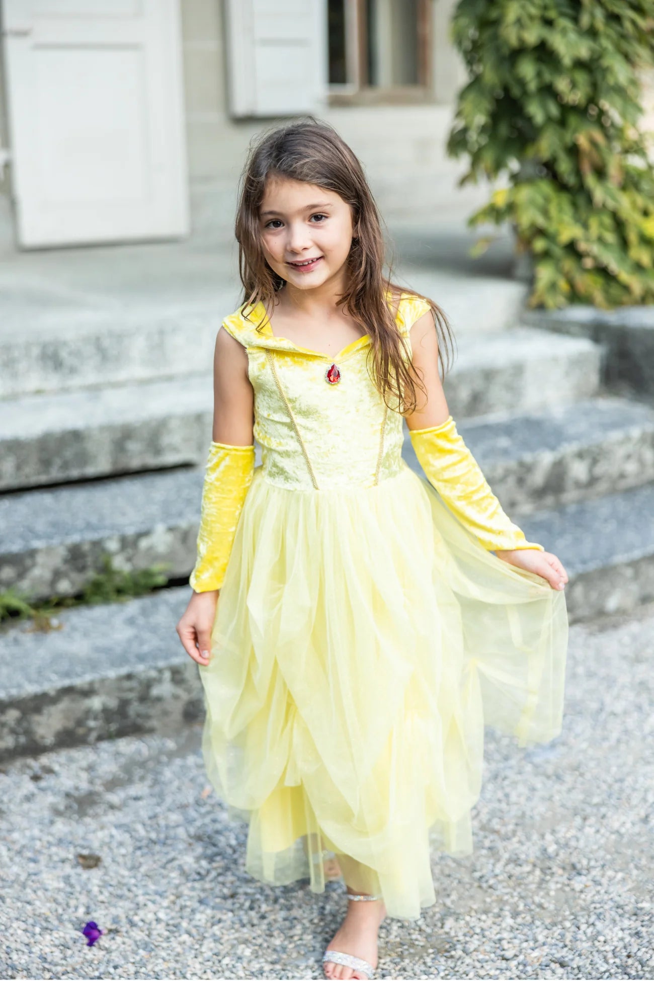 Great Pretenders Velvety Soft Yellow Princess Gown with Arm Warmers