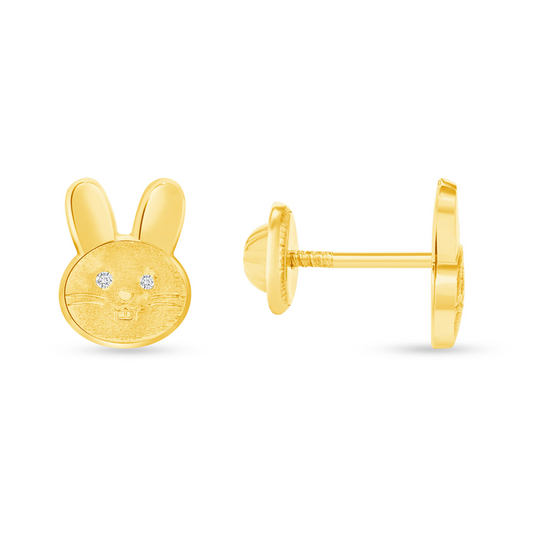 LeMel Kid Bunny Rabbit Stud Earrings 14K