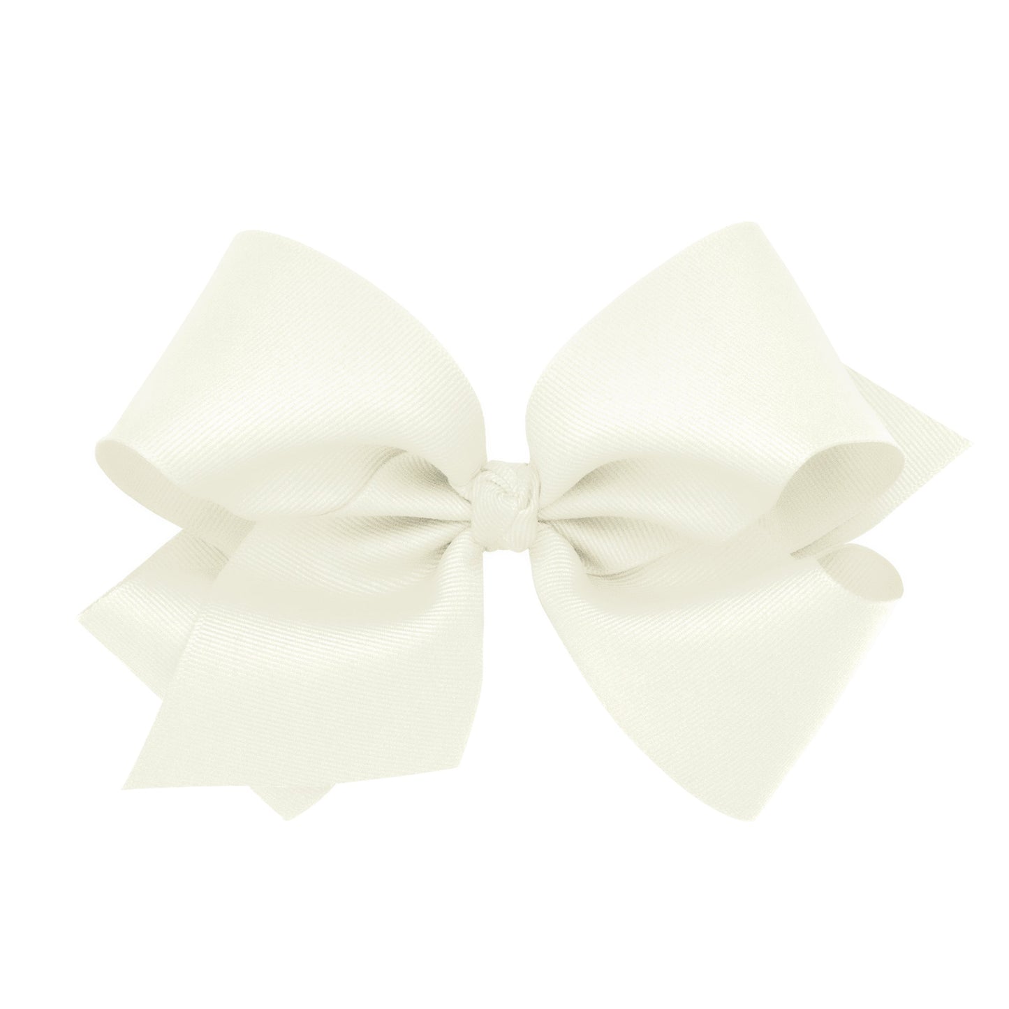 King Grosgrain Hair Bow with Center Knot - Antique White