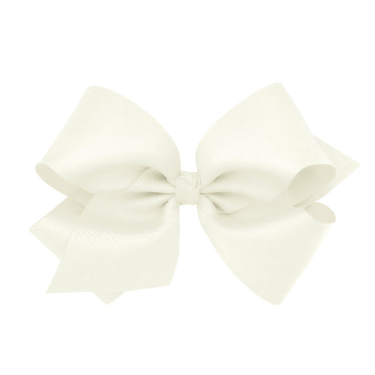 King Grosgrain Hair Bow with Center Knot - Antique White