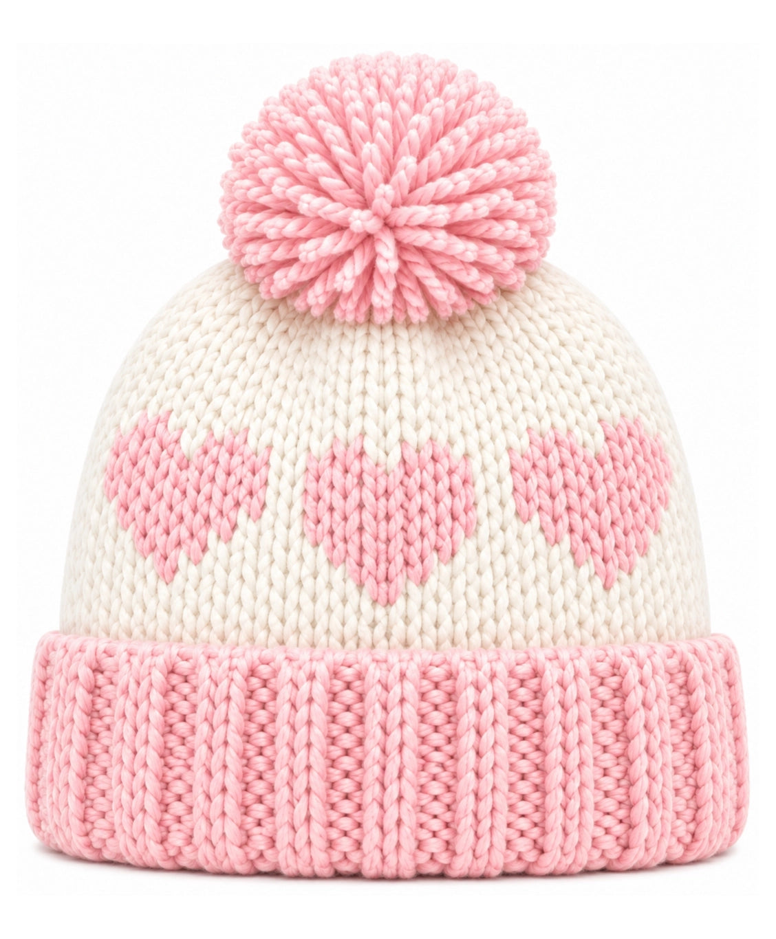 Bits and Bows Cream Hearts Bobble Hat