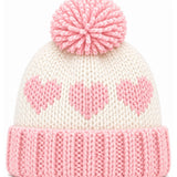 Bits and Bows Cream Hearts Bobble Hat