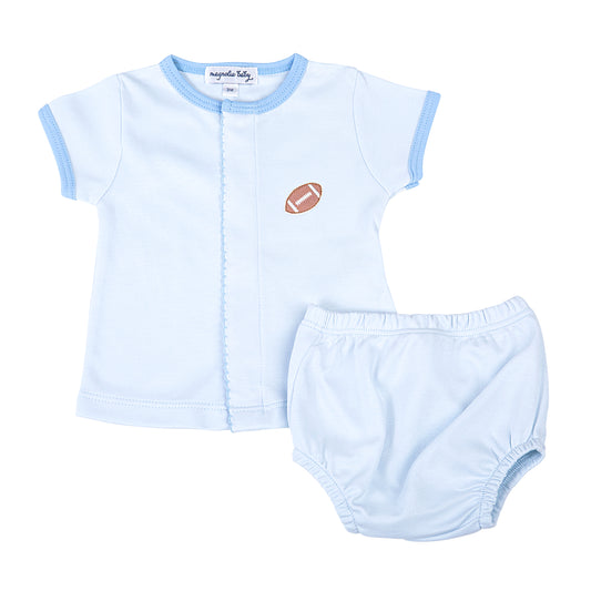 Magnolia Baby Darling Football Embroidered Diaper Cover Set