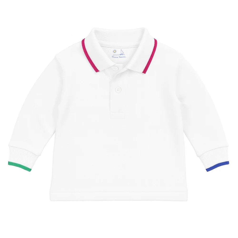 Florence Eiseman White Polo With Multi Tipping
