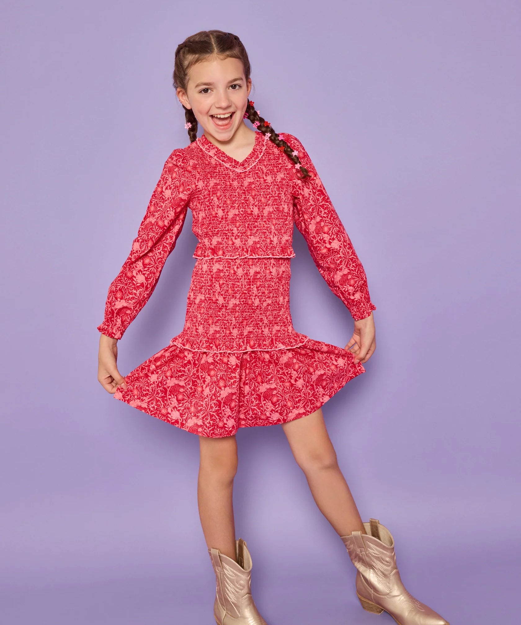 Indie Dress- Cambridge Crimson Floral