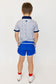 Royal Blue Retro Super Short With White Piping