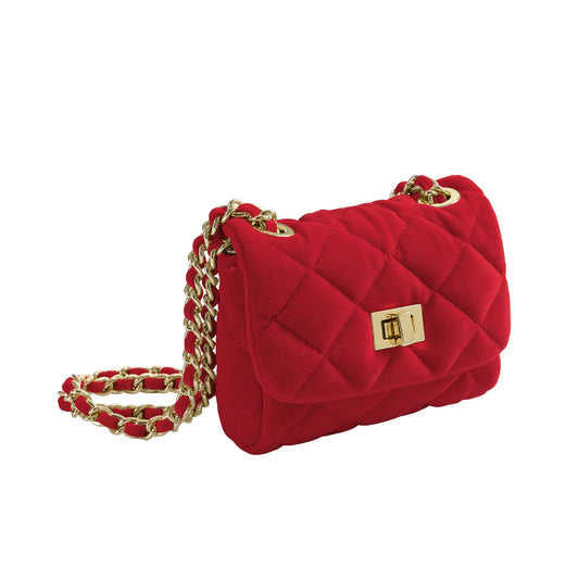 Milledeux Small Velvet Bag- Red