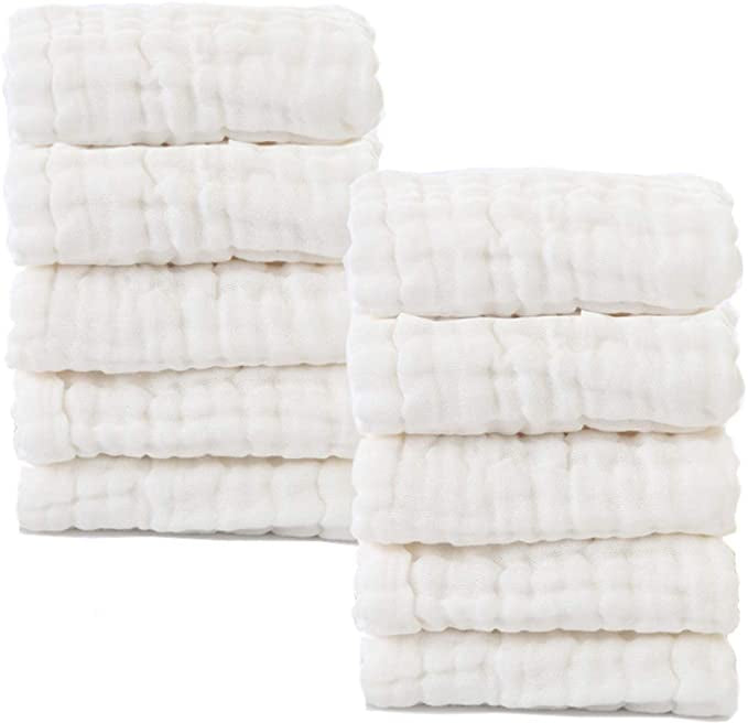 Muslin 6 Layer Burp Cloth- White