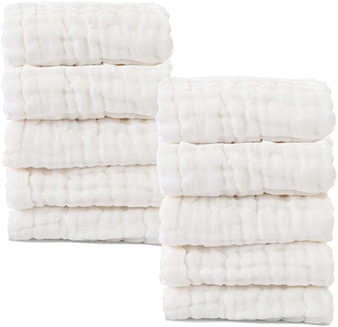 Muslin 6 Layer Burp Cloth- White