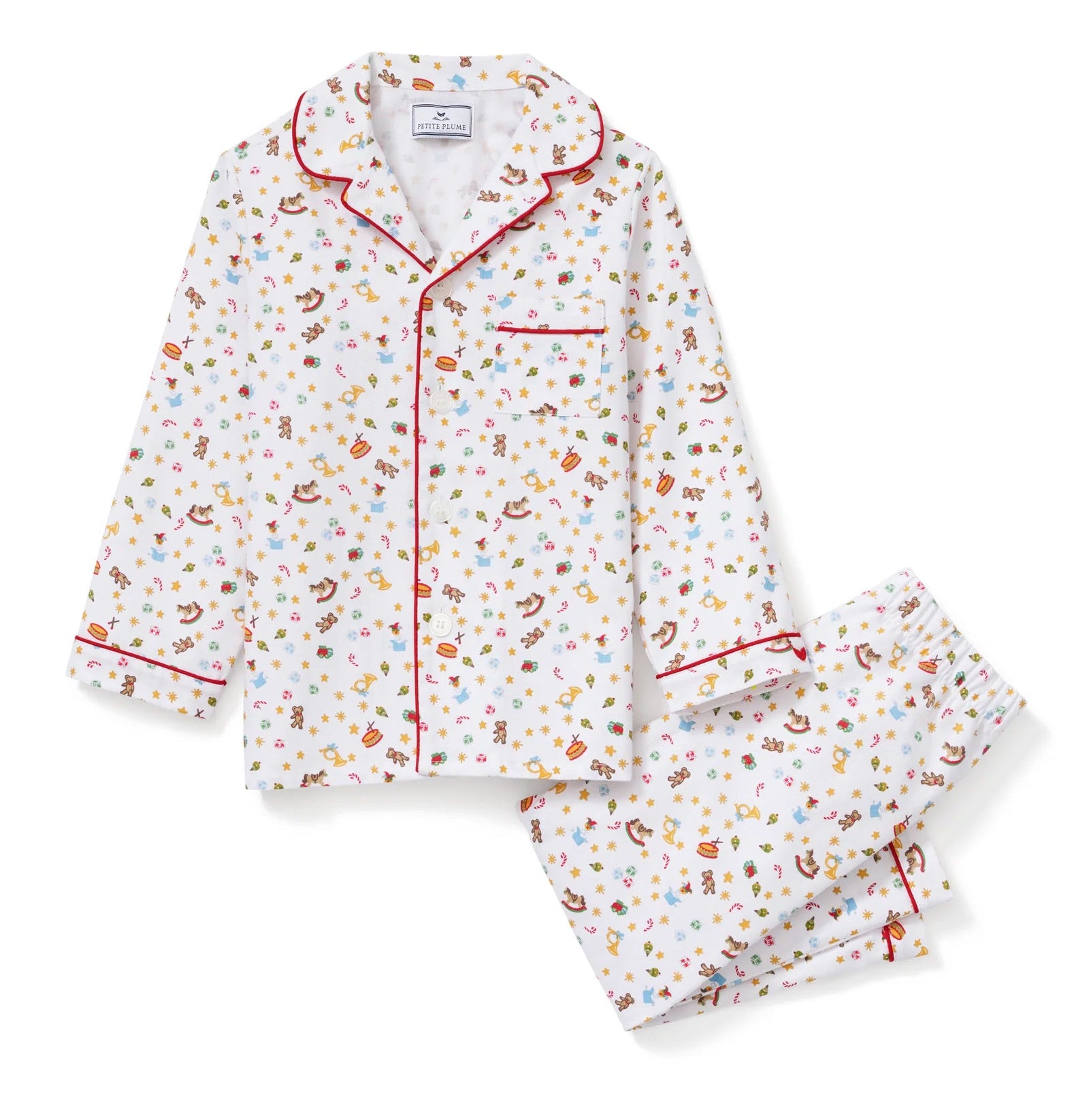 Petite Plume Santa's Workshop Twill Children's Pajama Set