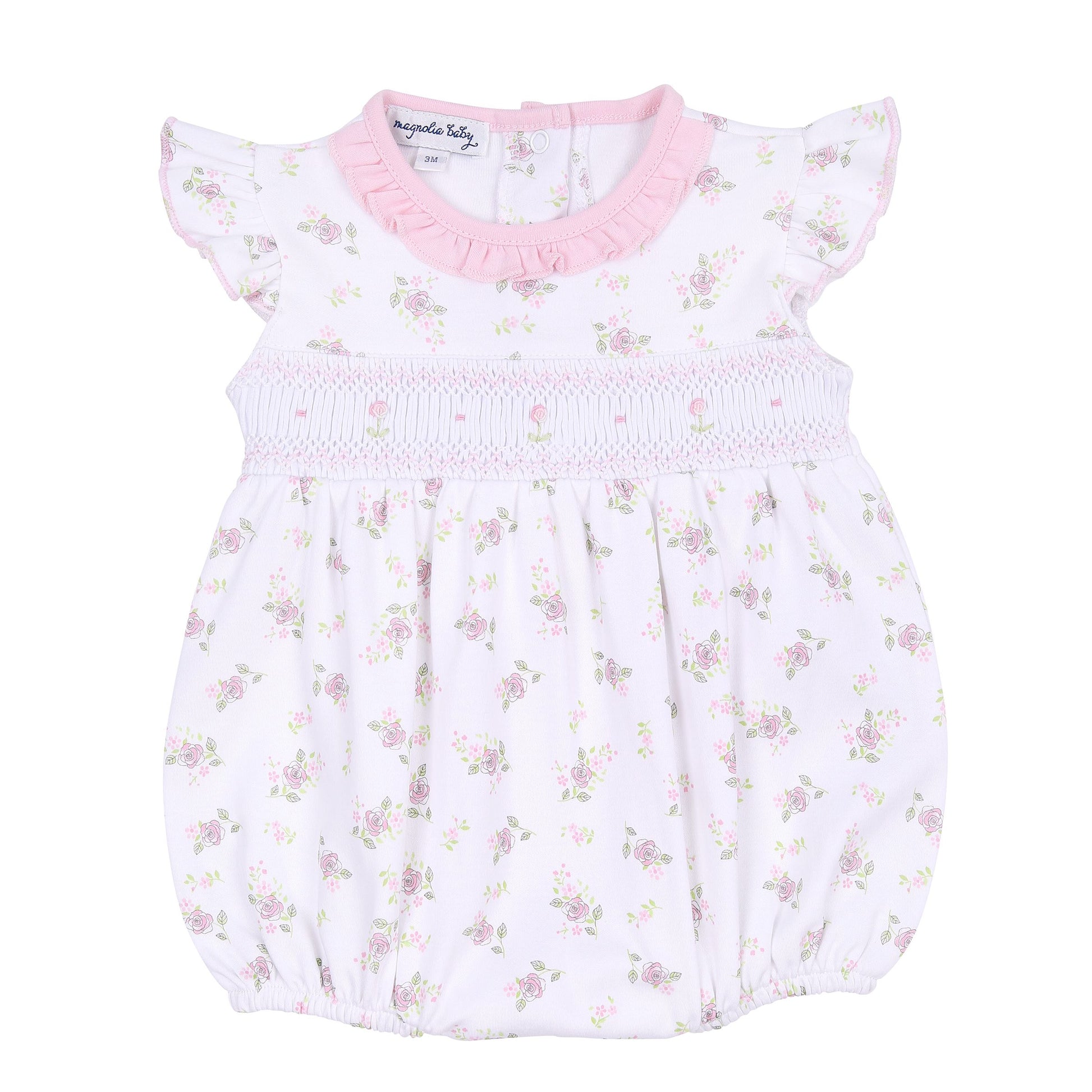 Magnolia Baby Hope's Rose Smocked Printed Flutters Bubble