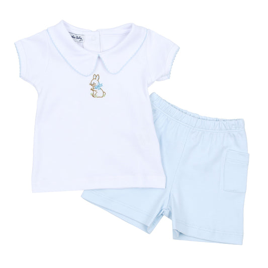 Magnolia Baby Vintage Bunny Embroidered Collared Short Set