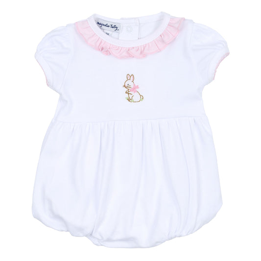 Magnolia Baby Vintage Bunny Embroidered Short Sleeve Girl Bubble