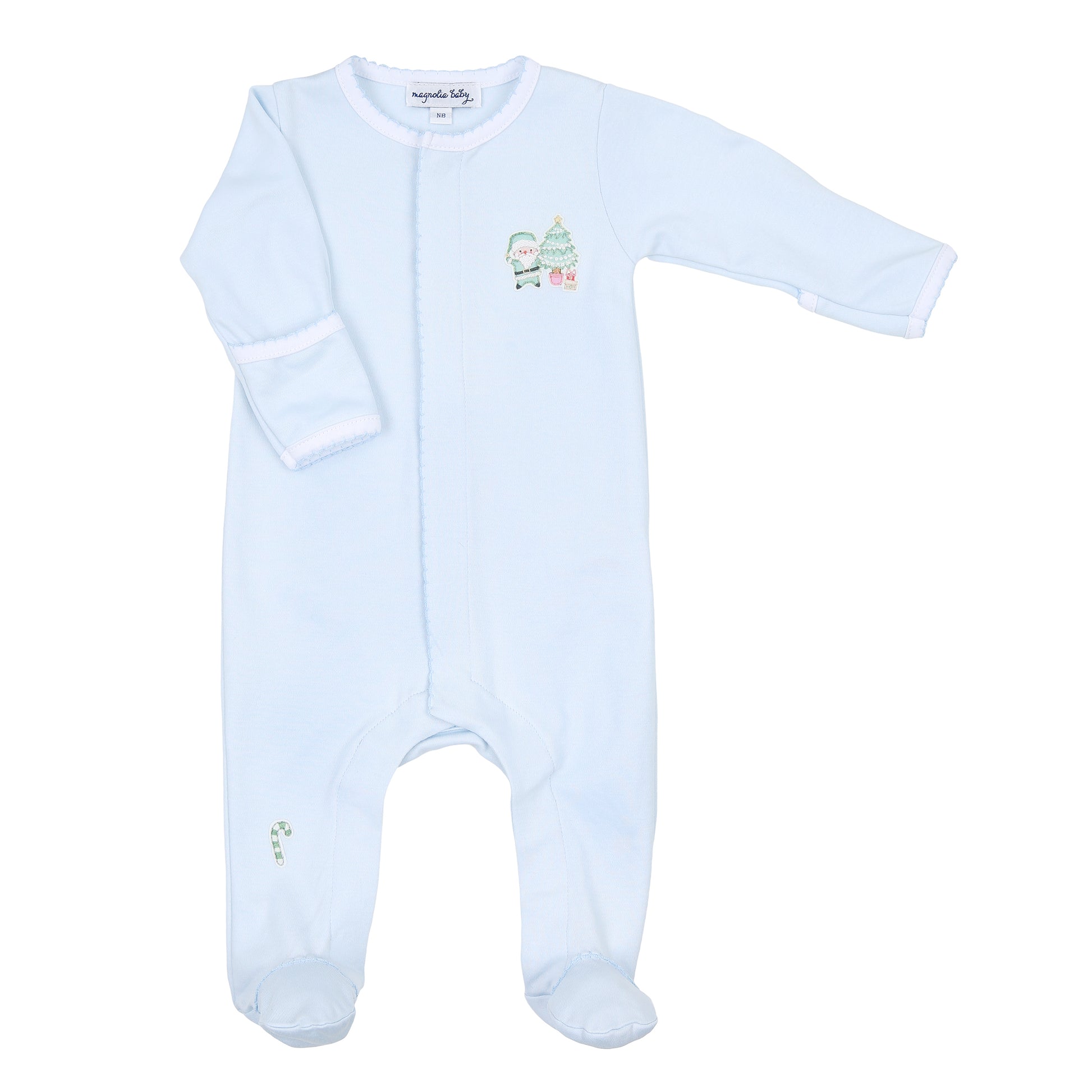 Magnolia Baby Sweet Little Christmas Embroidered Footie- Blue 