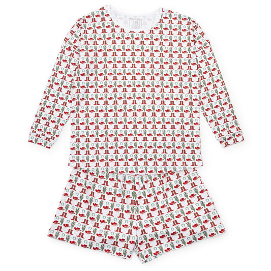 Anna Women's Longsleeve Short Set - Cowboy Christmas