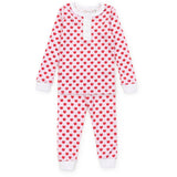 Lila and Hayes Alden Girls' Pima Cotton Pajama Pant Set - Schoolhouse Apples Pink