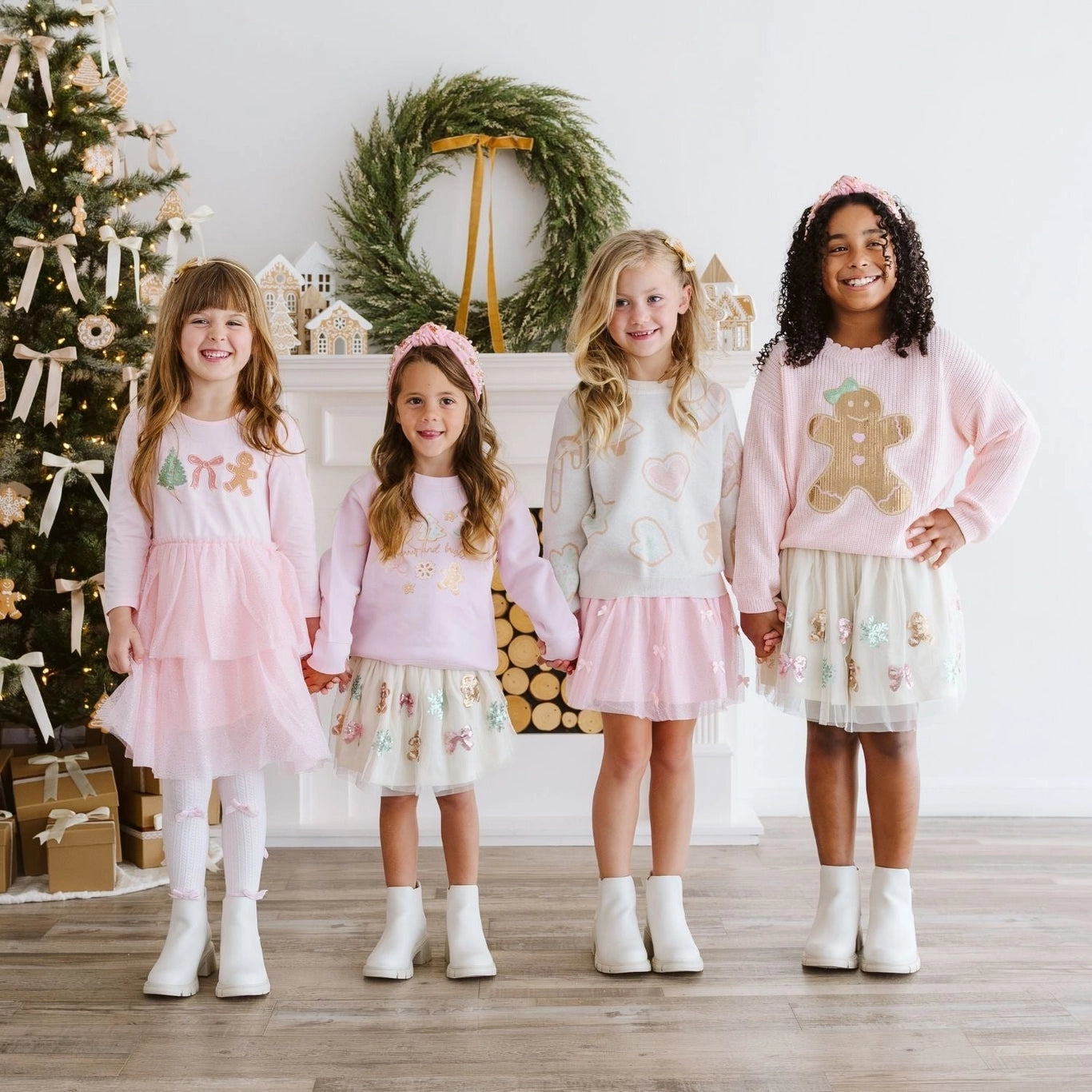 Sweet Wink Blush Velvet Bow Tights