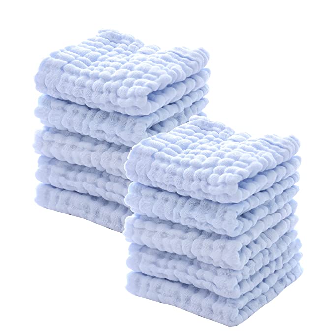 Muslin 6 Layer Burp Cloth- Blue