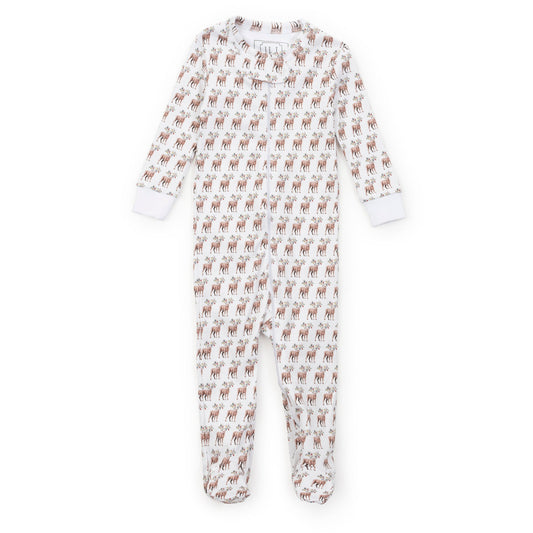 Lila and Hayes Parker Zipper Pajama - Festive Deer