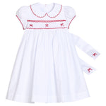 Little English Smocked Louisa Dress- Red Bow