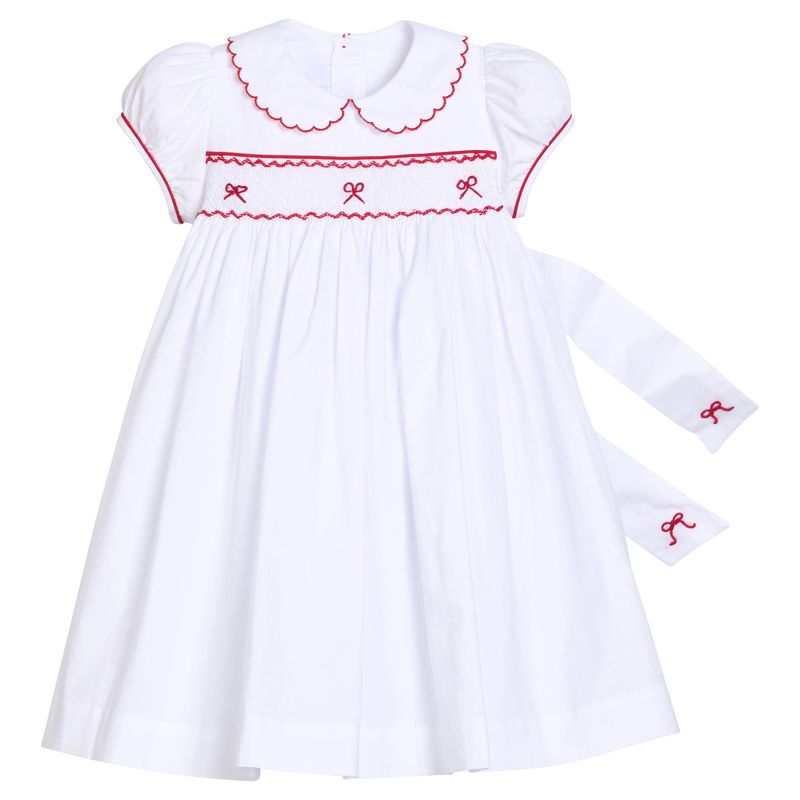 Little English Smocked Louisa Dress- Red Bow