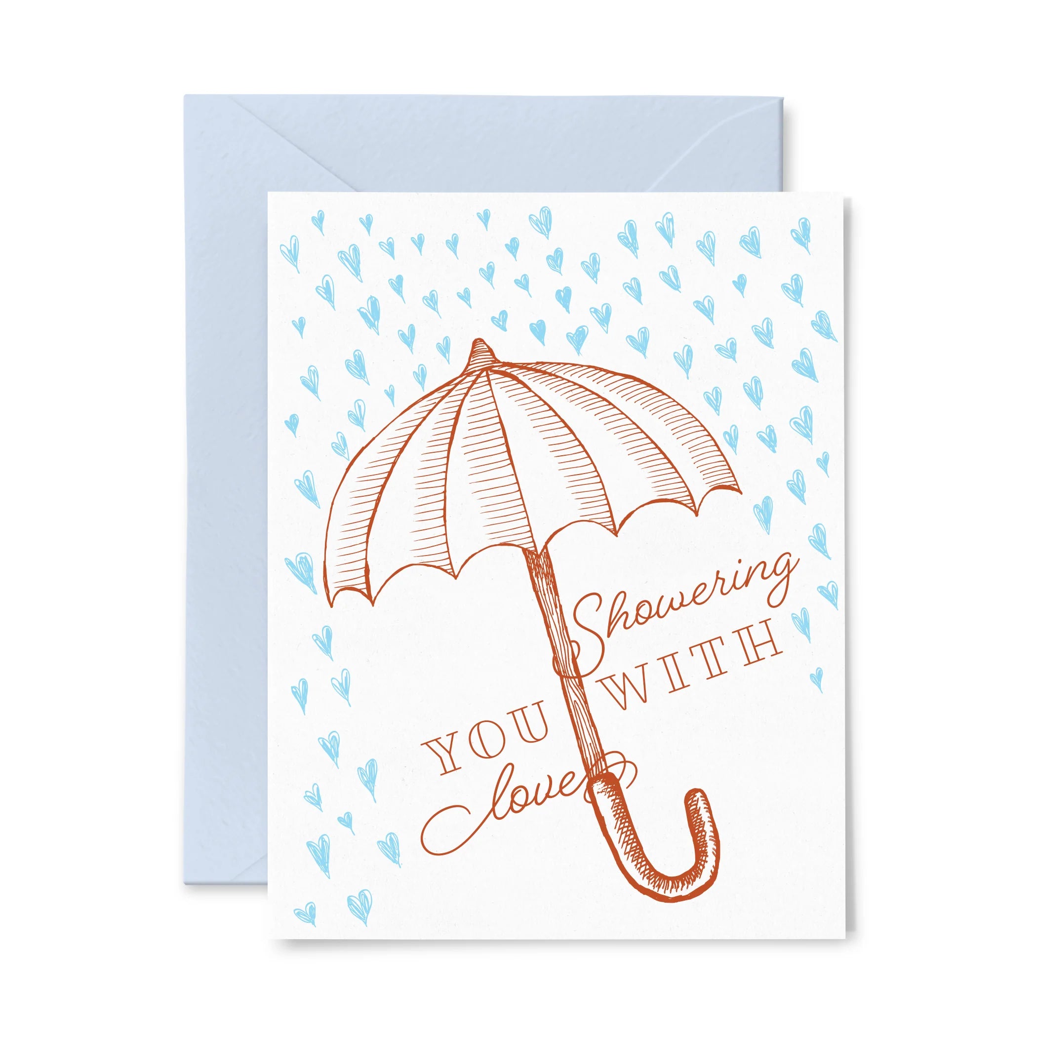 Letterpress Showering Love Greeting Card 