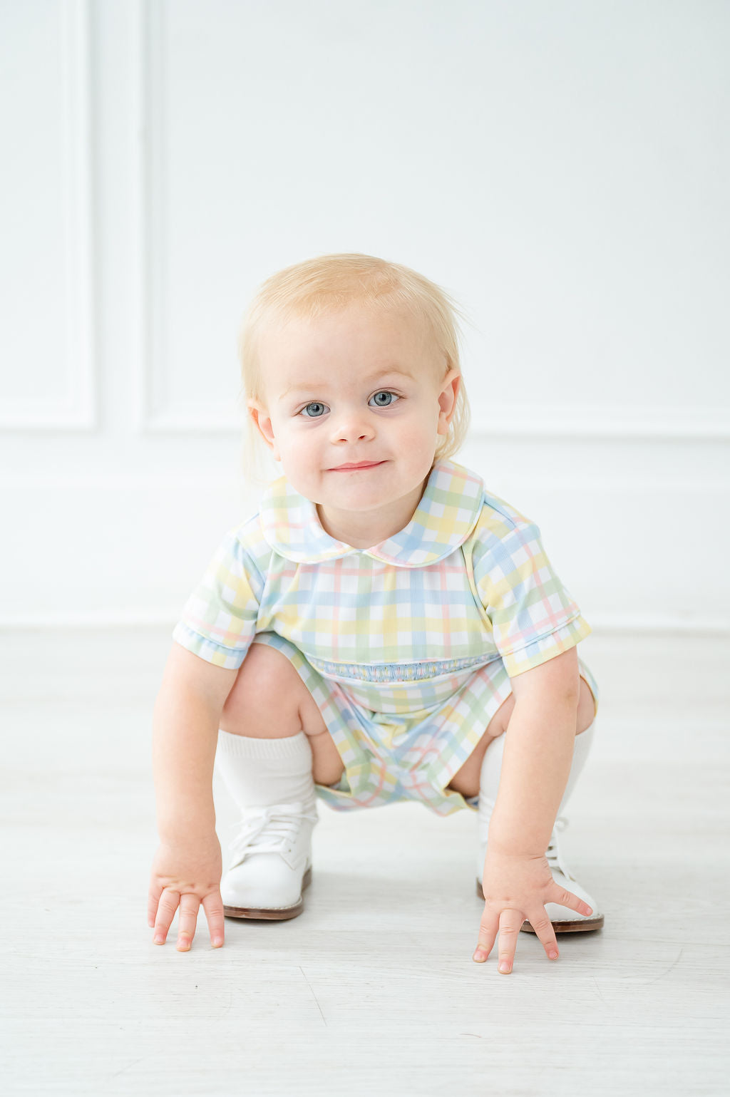 Ruth and Ralph Pastel Smocked Easter Plaid Samuel Shirt/Shorts Set