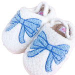 Rock Paper Scissors Blue Bow Slippers