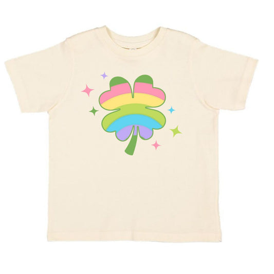 Sweet Wink Rainbow Clover St. Patrick's Day Short Sleeve T-Shirt - Natural