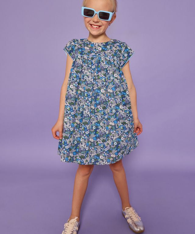 Charlotte Dress- Brookline Blossoms Blue