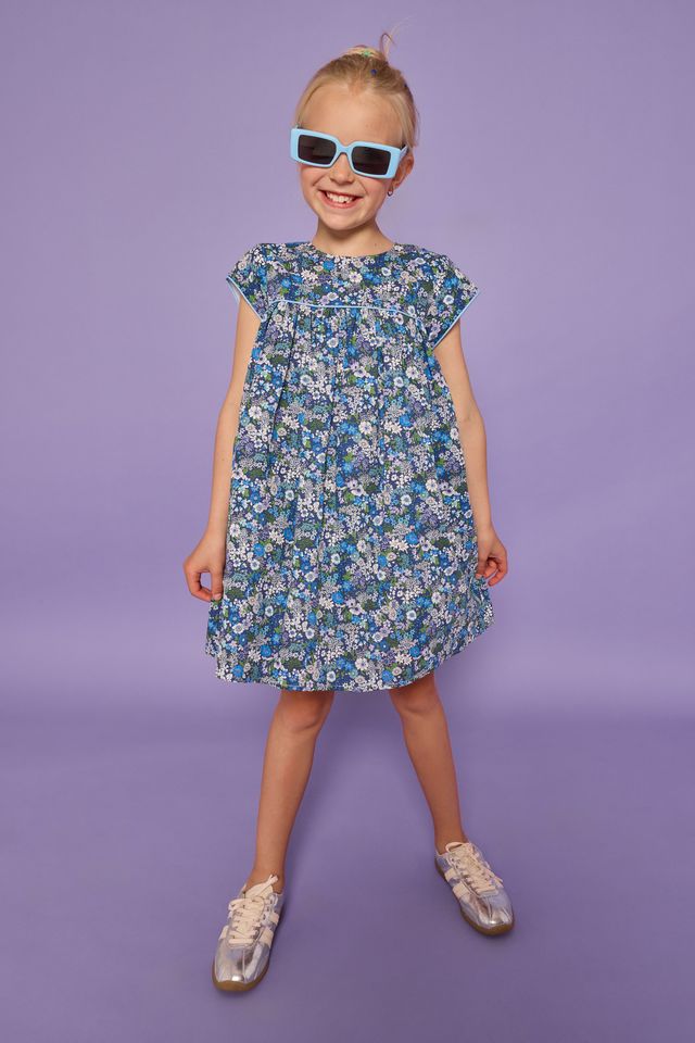 Charlotte Dress- Brookline Blossoms Blue