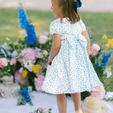 Isadora Floral Blue Short Puff Dress