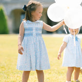 Antionette Paris Olympe Floral Blue Sleeveless Smocked Dress