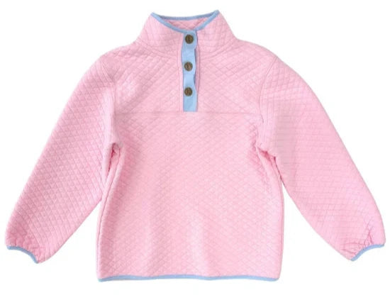 Quilted Pullover- Light Pink and Light Blue