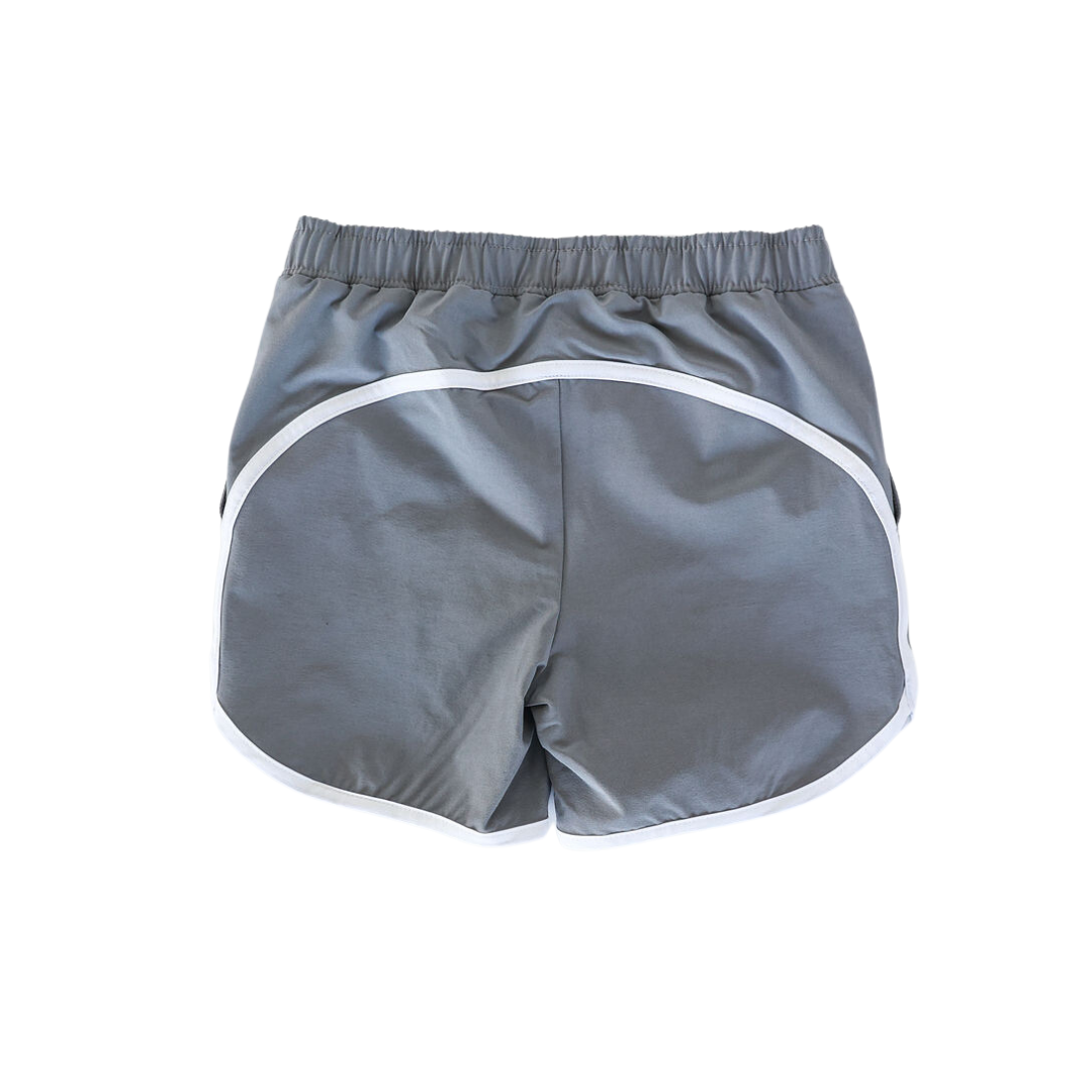 Gray Retro Super Short With White Piping