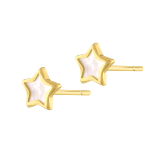 Kid Pearl Star Stud Earrings 14K - LeMelLeMel Kid Pearl Star Stud Earrings 14K